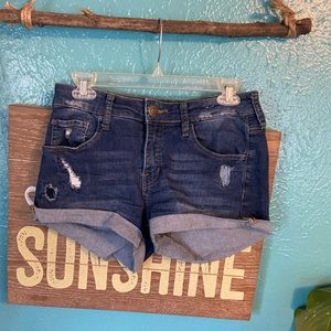High Waisted Distressed Jean Shorts